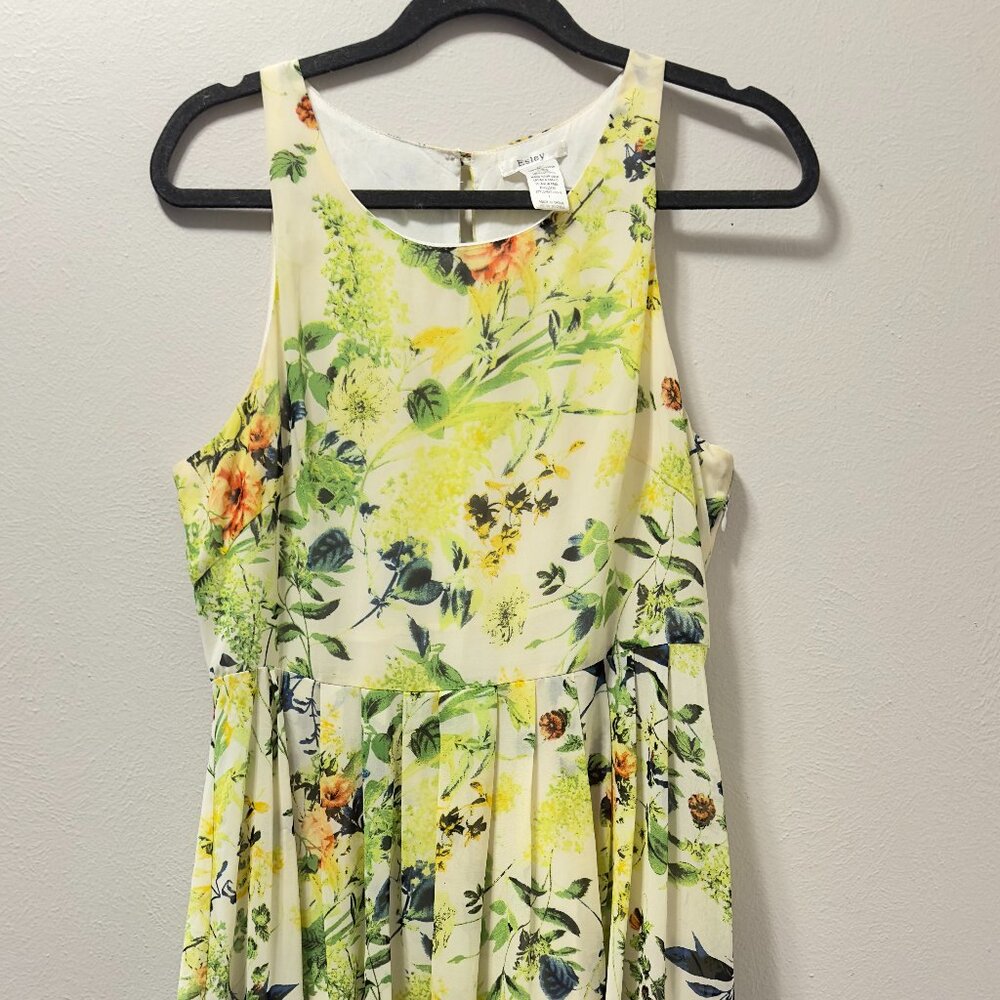 Esley Colorful Floral Print Fit and Flair Dress Women's Size L Fully Lined